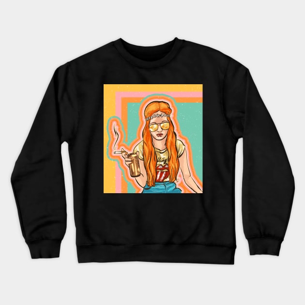 Badass Woman 70s Retro Crewneck Sweatshirt by edmproject